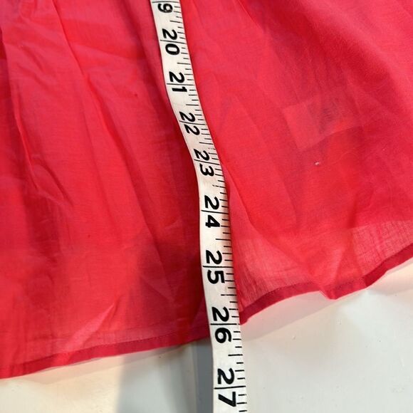 Theory 100% cotton pleaded tuck front coral tunic blouse, size medium - Picture 6 of 10